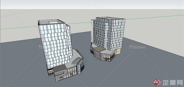 某现代简约风格高层商业办公大楼建筑设计SU模型