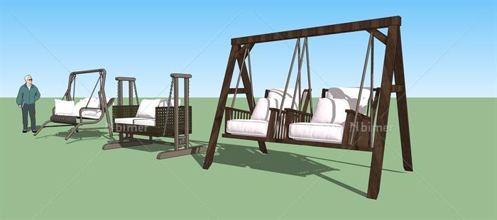 现代风格秋千椅设计su模型