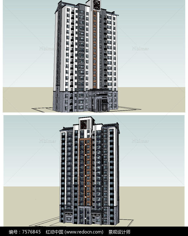 中式住宅建筑草图大师SU模型