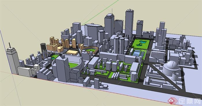 某商业城市规划设计SU模型