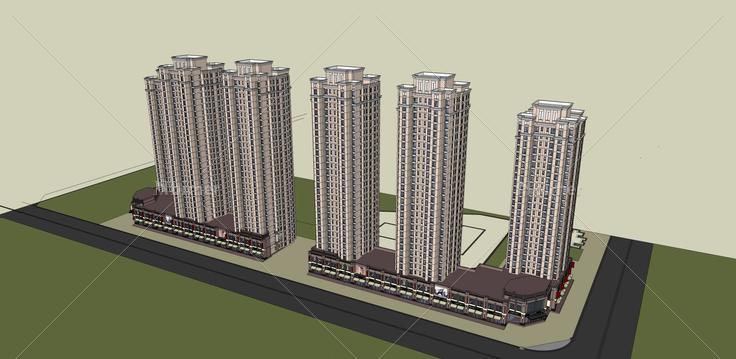 新古典风格商业及住宅(33456)su模型下载