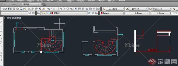 建筑室内旋转楼梯设计SU模型（附CAD平面图）[原