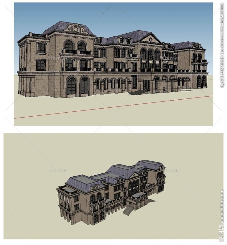 法式会所建筑草图大师SU模型图片