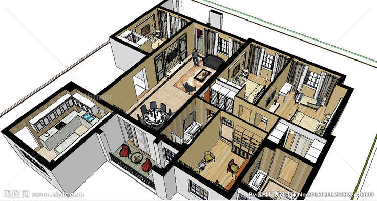 完整欧式室内草图大师SU模型图片