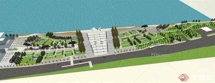 某现代滨海公园景观规划设计SU模型