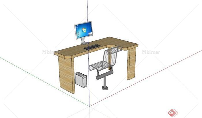 某L型电脑桌设计SU模型