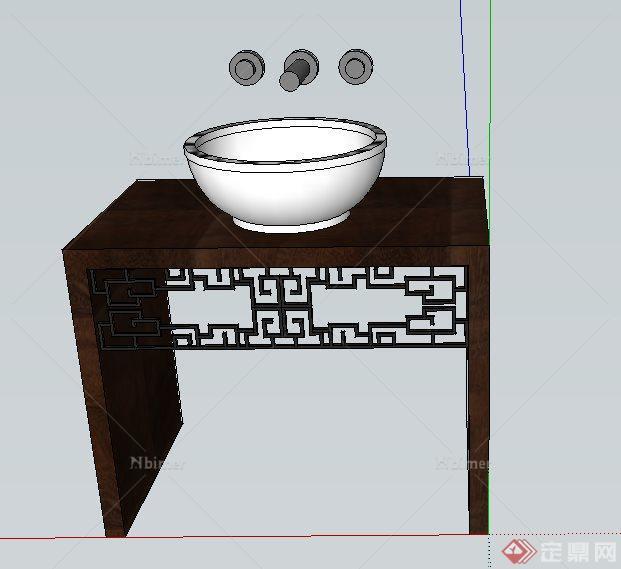 某中式风格洗手台su模型