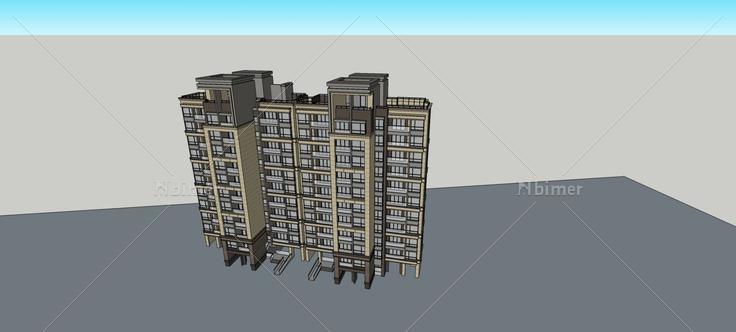 简欧风格小高层住宅楼(76635)su模型下载