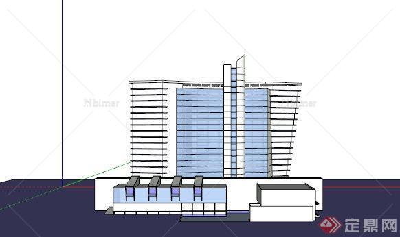 某现代高层酒店建筑设计SU模型素材