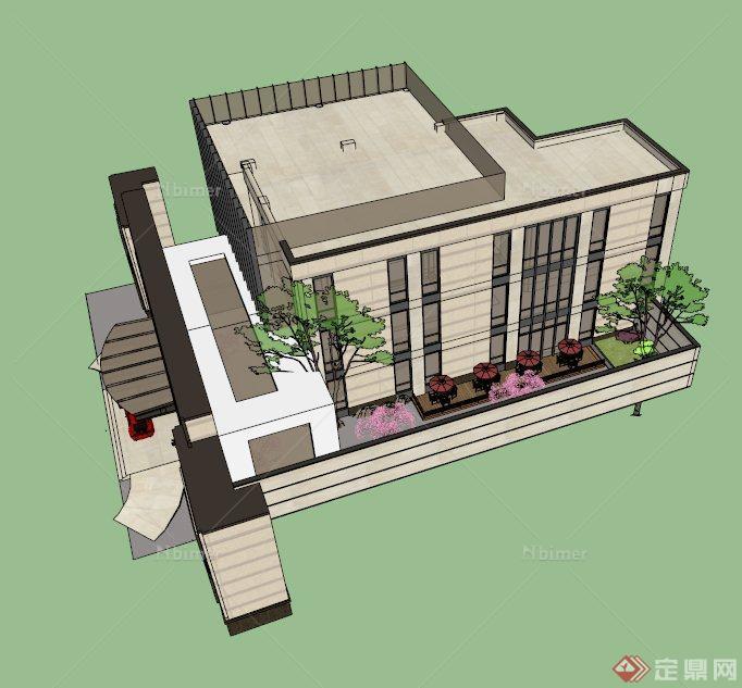 新古典售楼部会所建筑设计SU模型