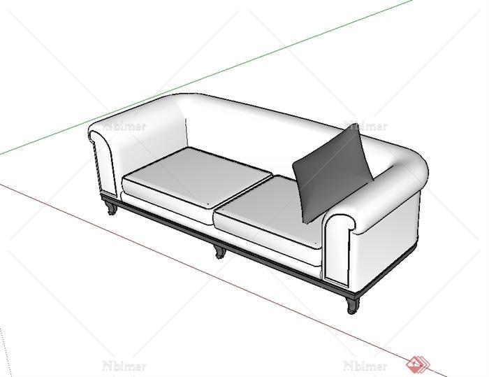现代风格室内双人沙发设计SU模型[原创]