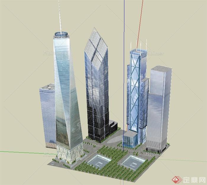 某现代超高层商业楼建筑su模型