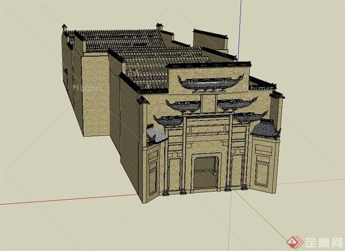 中国古典中式风格民居住宅建筑设计su模型[原创]