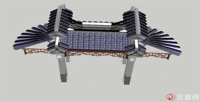 古中式门廊设计SU模型