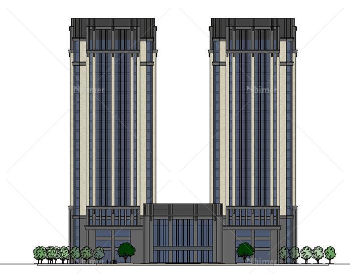 古典高层酒店建筑设计方案 su模型[原创]