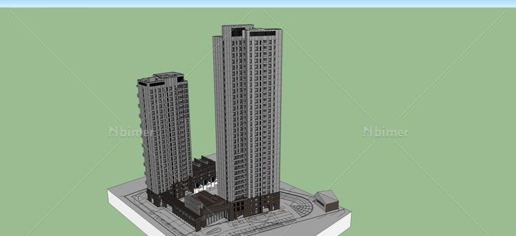 现代高层住宅(49715)su模型下载