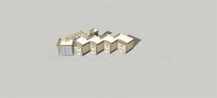 某简欧式幼儿园建筑设计方案su模型（含CAD平面图
