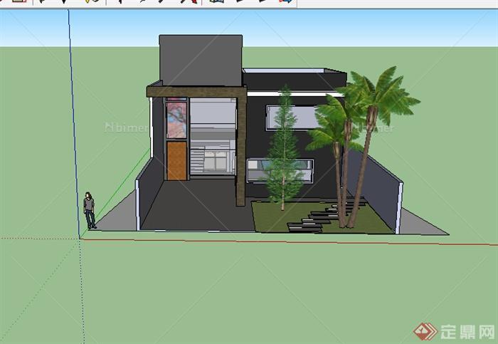 某特色2层小别墅建筑设计SU模型参考