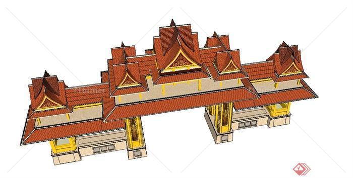 泰式寺庙大门设计su模型