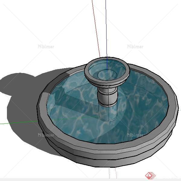 某欧式风格圆形水景喷泉设计SU模型素材5