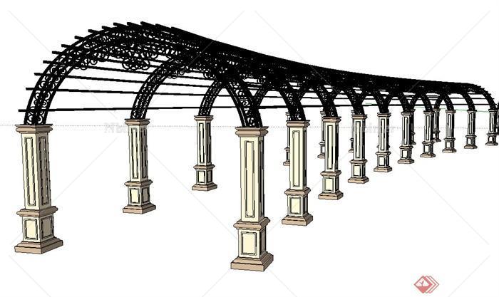 某欧式铁廊架设计su模型