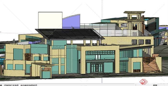 某现代商务楼商业建筑设计SU模型素材