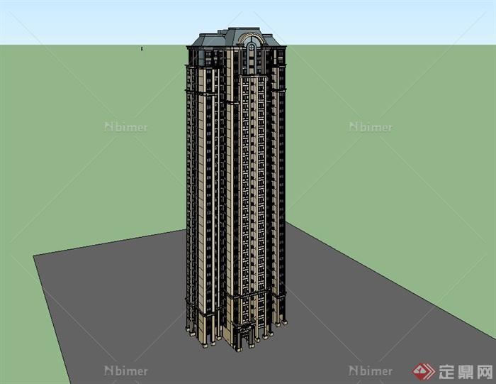 某现代独特小区高层住宅楼设计su模型