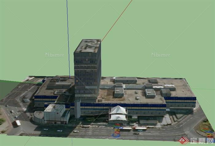现代某商业与办公建筑设计SU模型