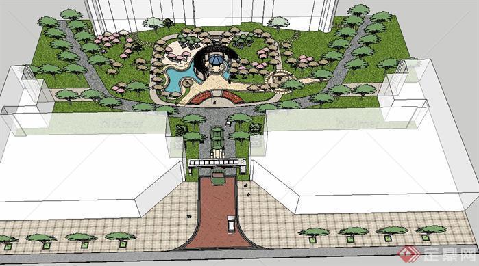 某住宅区入口广场景观设计SU模型