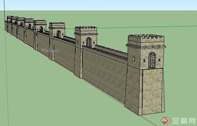 古建景观之城墙设计SU模型