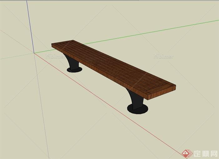 某公共场所防腐木长条凳设计su模型[原创]