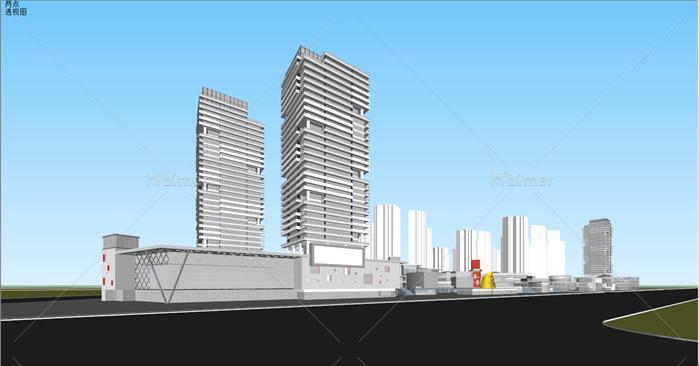 城市娱乐 商业综合体建筑SketchUp精致设计模型[