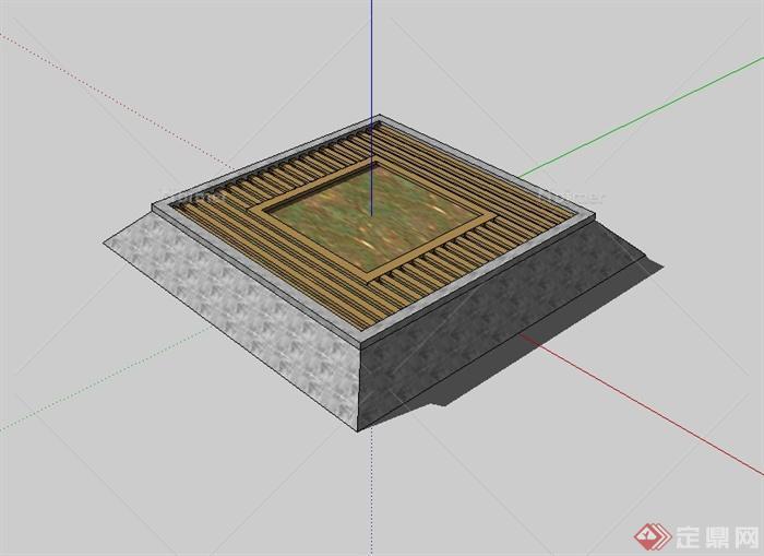 现代风格详细树池设计su模型[原创]