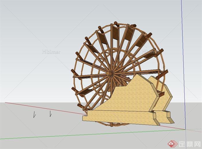 古典中式筒车设计su模型