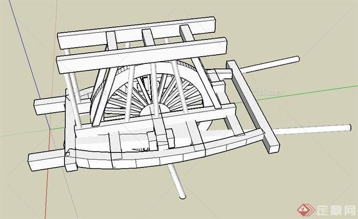 园林景观节点木车小品设计SU模型
