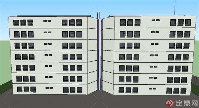 现代某七层乡村办公楼建筑设计SU模型