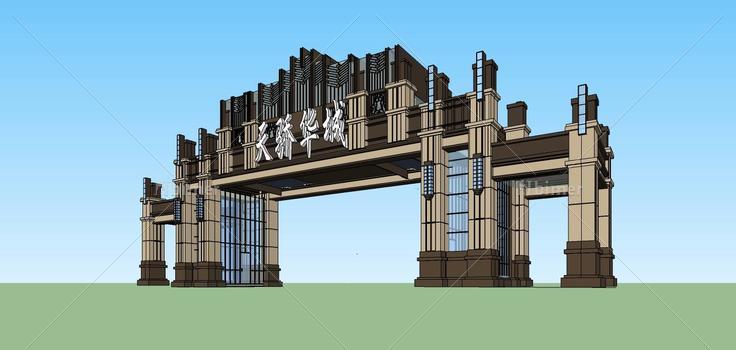 新古典风格小区入口(78778)su模型下载