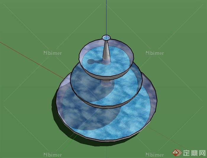 台阶式水钵设计su模型