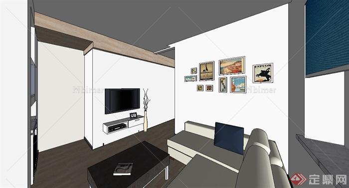 某现代风格完整的室内住宅空间设计SU模型[原创]