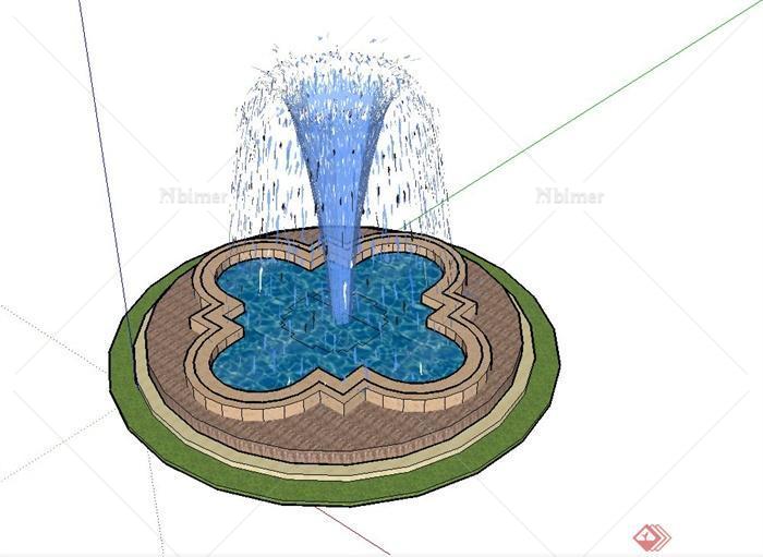 某圆形喷泉设计SU模型