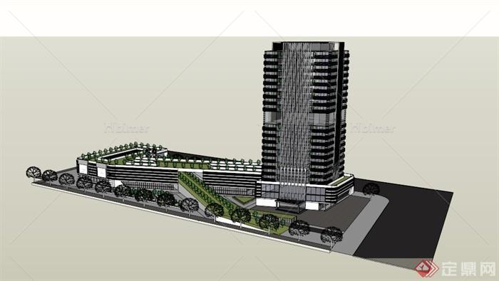 某高层商业中合体办公楼建筑设计SU模型