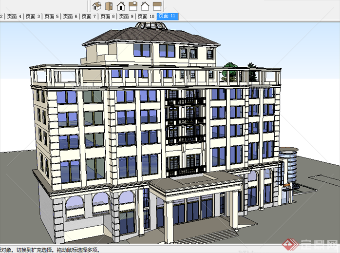 某现代风格宾馆酒店建筑设计SU模型素材31