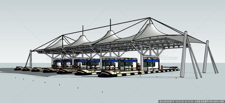 高速收费站建筑设计方案su精细模型