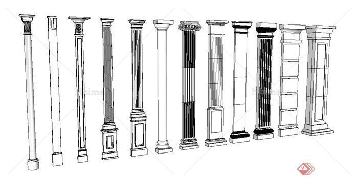 12款栏杆柱子、壁柱su模型[原创]