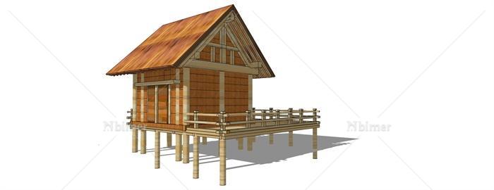 某旅游度假区建筑木屋设计su模型
