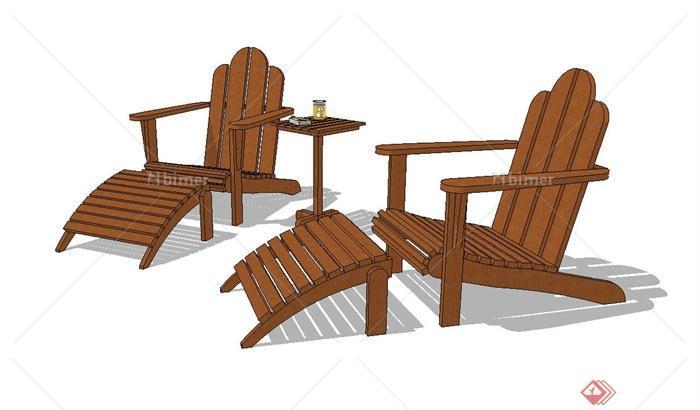 现代木质靠椅设计su模型[原创]