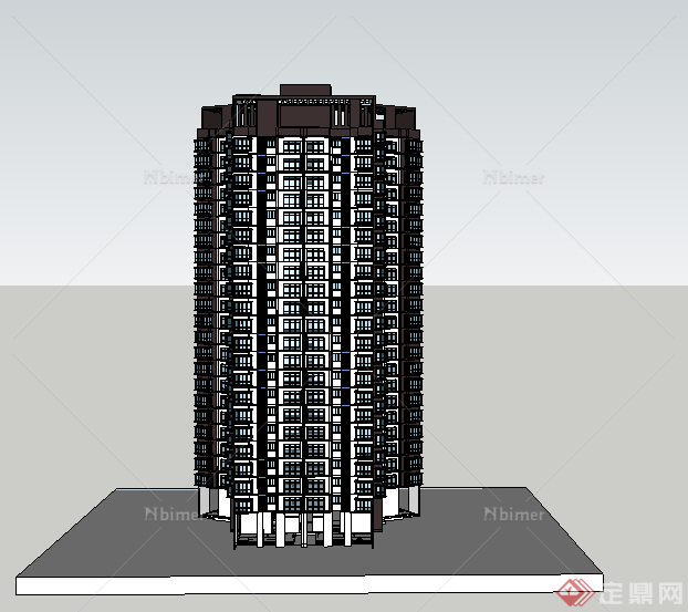 某现代风格商业住宅建筑SU模型设计