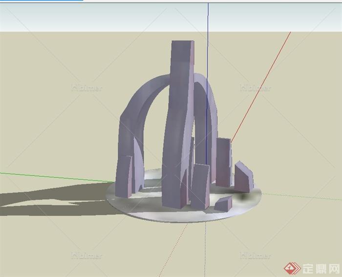 现代风格景观详细雕塑设计su模型[原创]