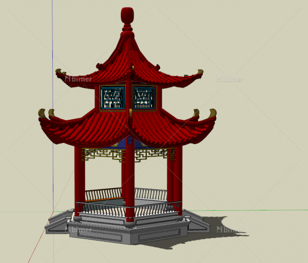 中式景观亭 观音亭  提供SketchUp模型下载分享