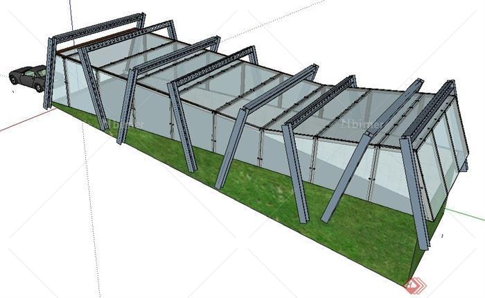 现代风格停车场出入口设计su模型